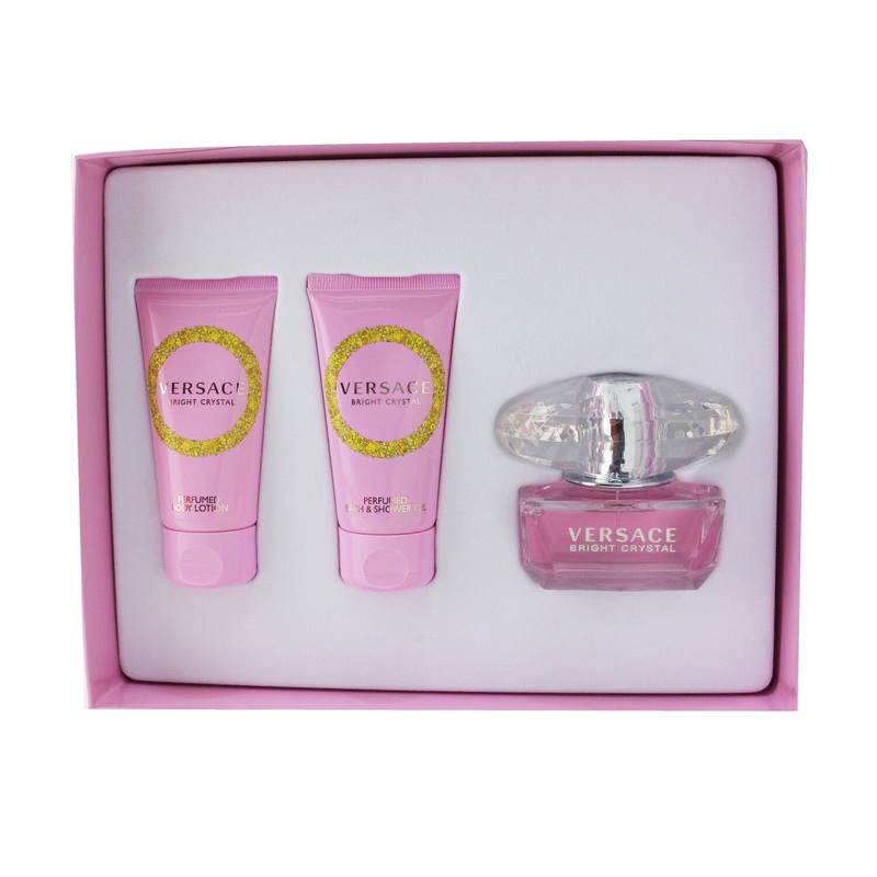 Versace Bright Crystal Coffret: Eau De Toilette Spray 50ml/1.7oz + Bath & Shower Gel 50ml/1.7oz + Body Lotion 50ml/1.7oz  3pcs