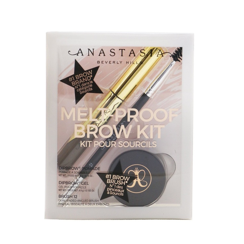 Anastasia Beverly Hills Melt Proof Brow Kit (Dipbrow Gel + Dipbrow Pomade + Brush 12) - # Medium Brown  3pcs