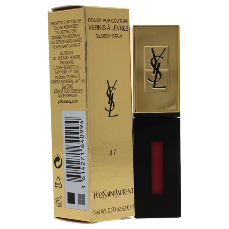 Yves Saint Laurent Rouge Pur Couture Vernis A Levres Glossy Stain - 47 Carmin Tag by Yves Saint Laurent for Women - 0.2 oz Lip Gloss