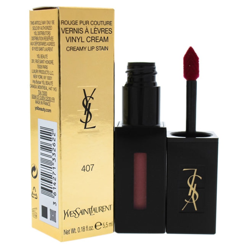 Yves Saint Laurent Vinyl Cream Lip Stain - 407 Carmin Session by Yves Saint Laurent for Women - 0.18 oz Lip Gloss