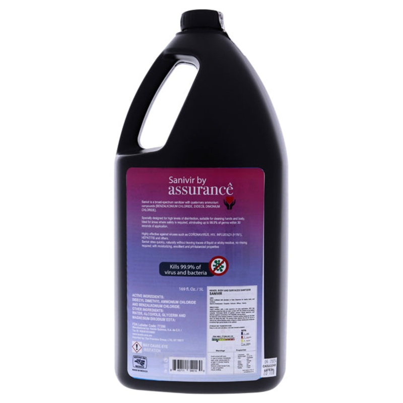 Assurance Sanivir Hand Sanitizer Solution by Assurance for Unisex - 5 Liter Hand Sanitizer