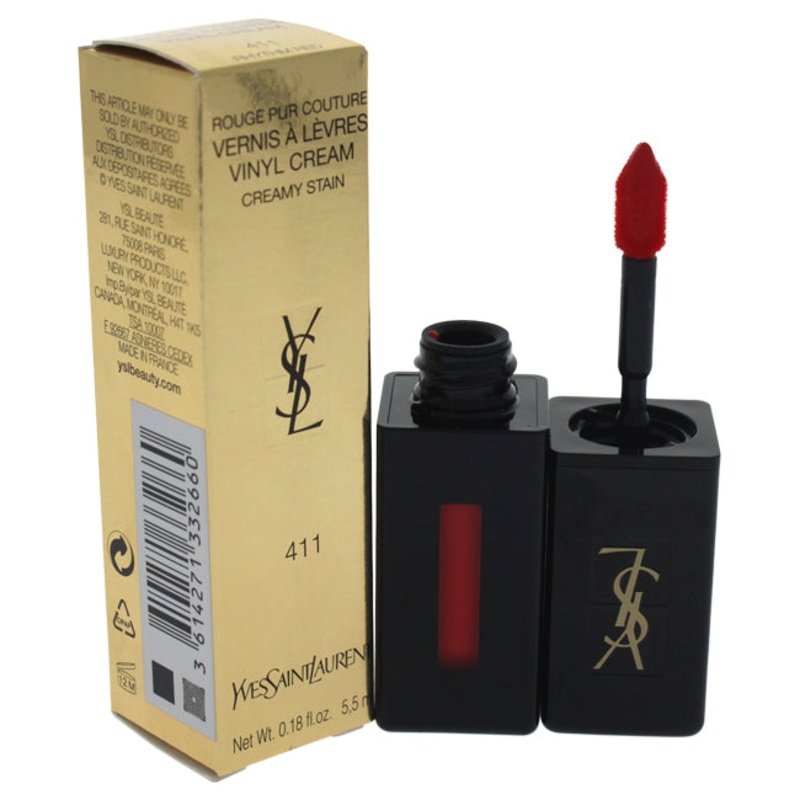 Yves Saint Laurent Vernis a Levres Vinyl Cream Lip Stain - 411 Rhythm Red by Yves Saint Laurent for Women - 0.18 oz Lip Gloss